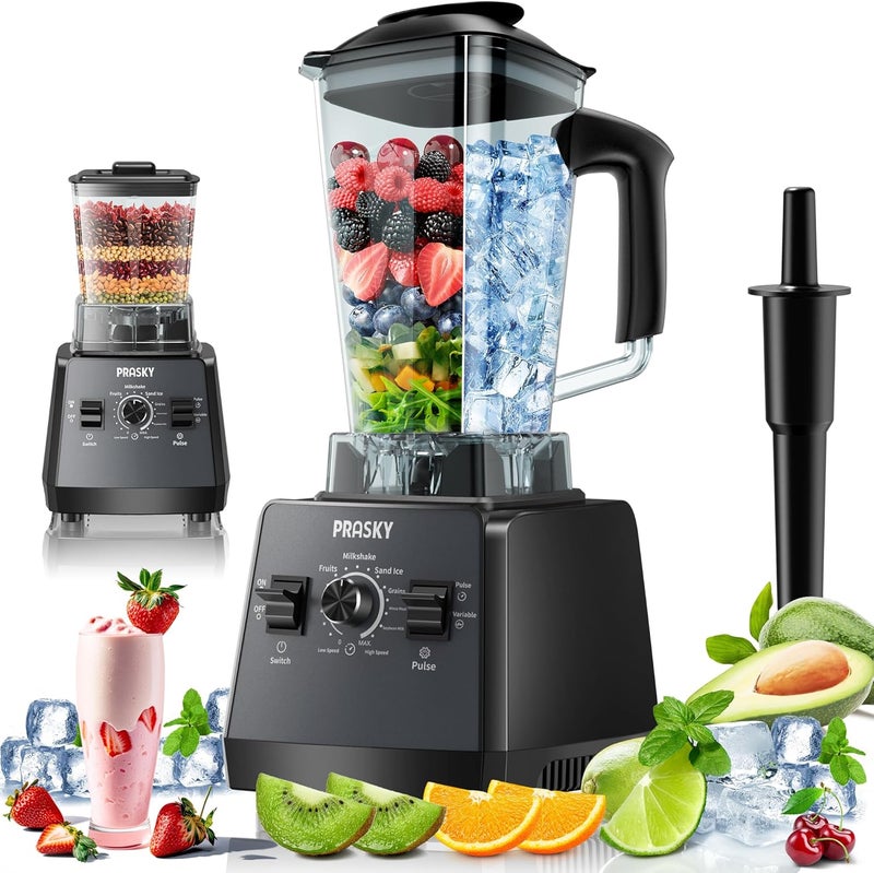 Prasky Professional Blender,Smoothies Blenders, Max.2400Watts/1000Watts Blender and Grinder Combo 25000RPM Powerful Kitchen 68oz BPA Free 2 Containers Countertop Blenders Ice Crushing, Juice - Image 1
